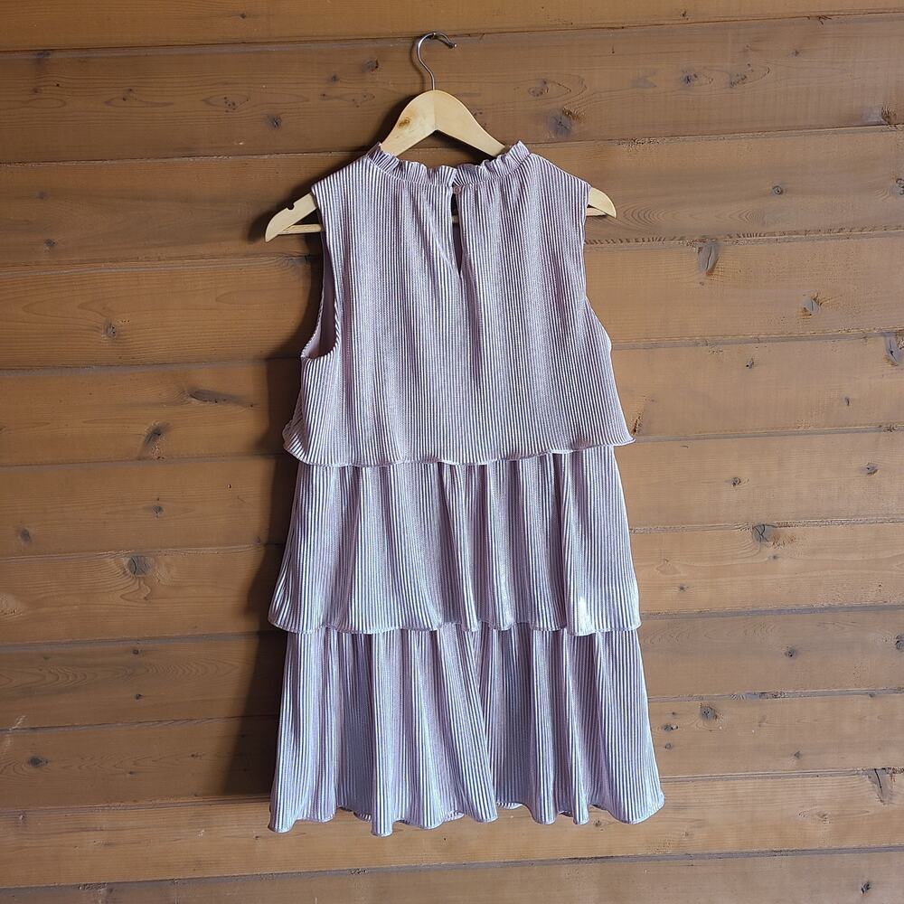 Anthropologie Estelle Dress Blush Pink Tiered Bridesmaid Pastel Metallic NWT S - Picture 4 of 7